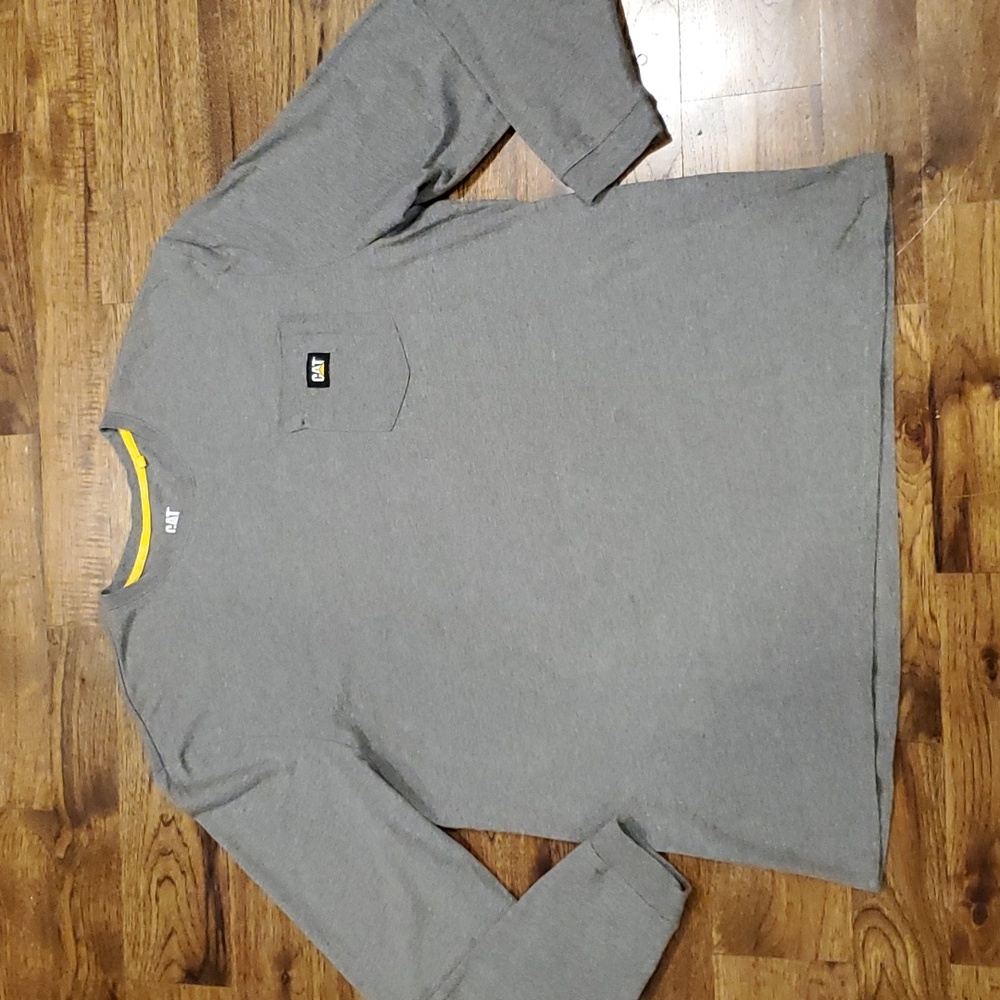 Mens CAT gray long sleeve lightweight shirt size XXL